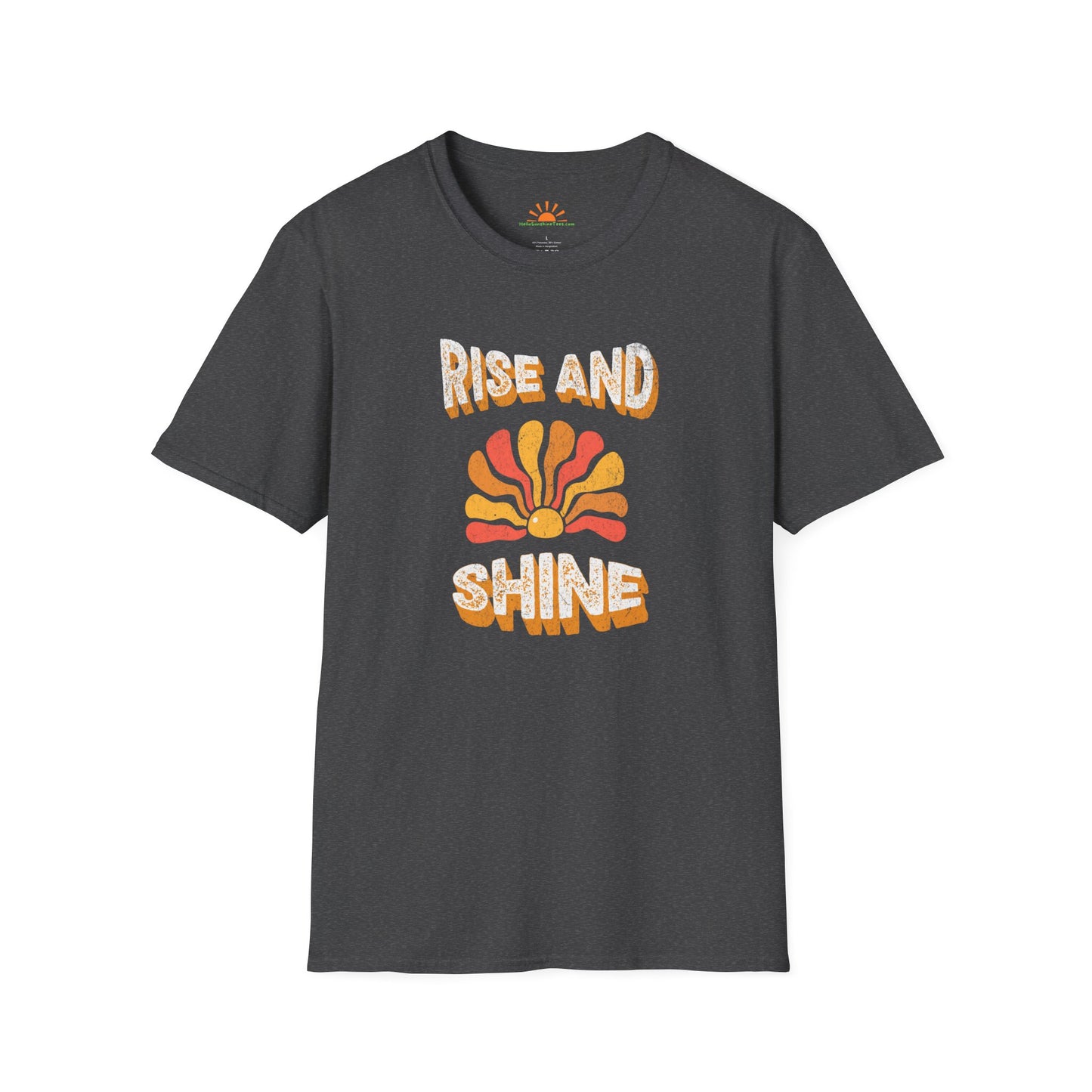 Rise and Shine Shirt– Retro Sunburst Positivity Tee– Grunge Texture - Hello Sunshine Tees