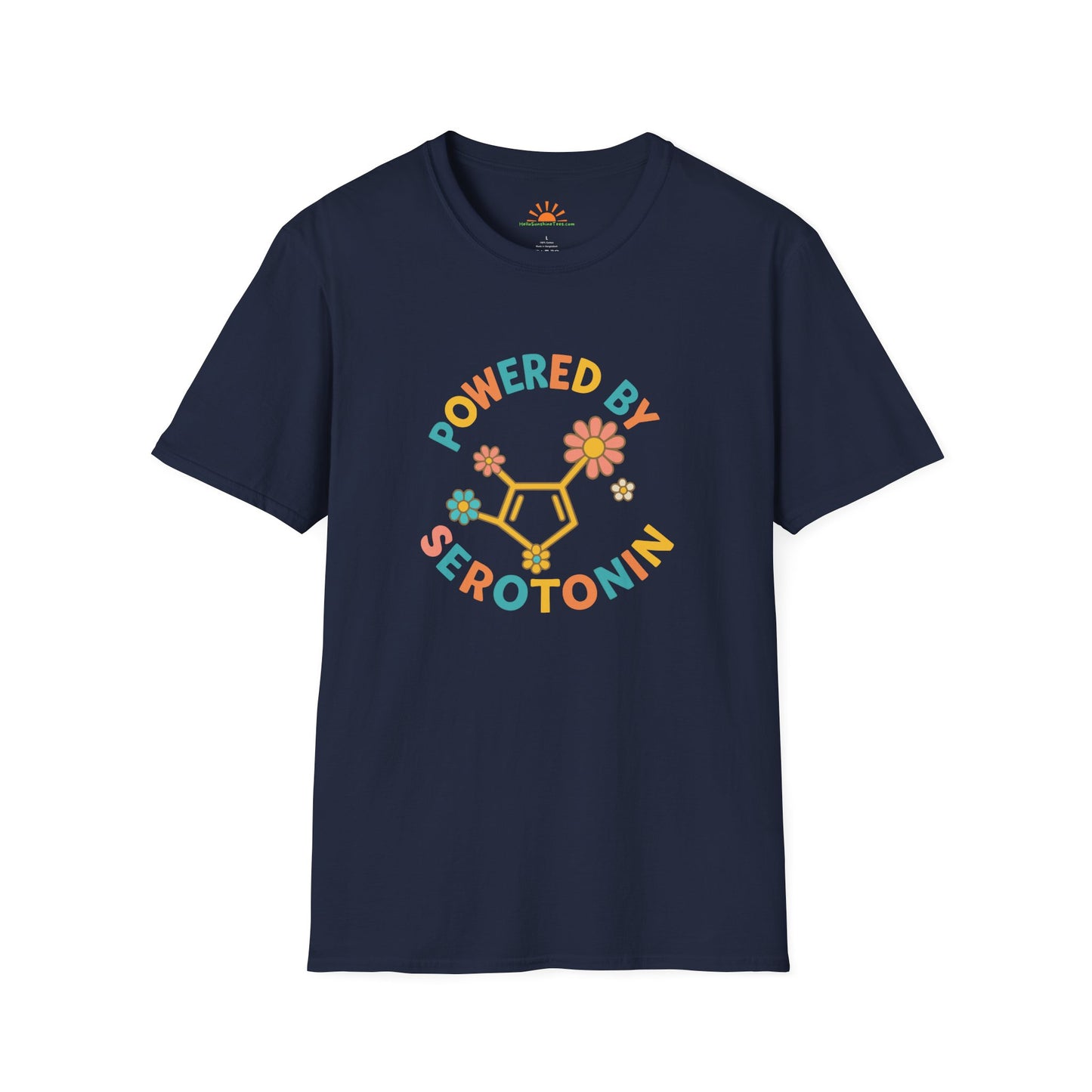 Powered by Serotonin T-Shirt – Retro Positive Vibes Tee - Hello Sunshine Tees