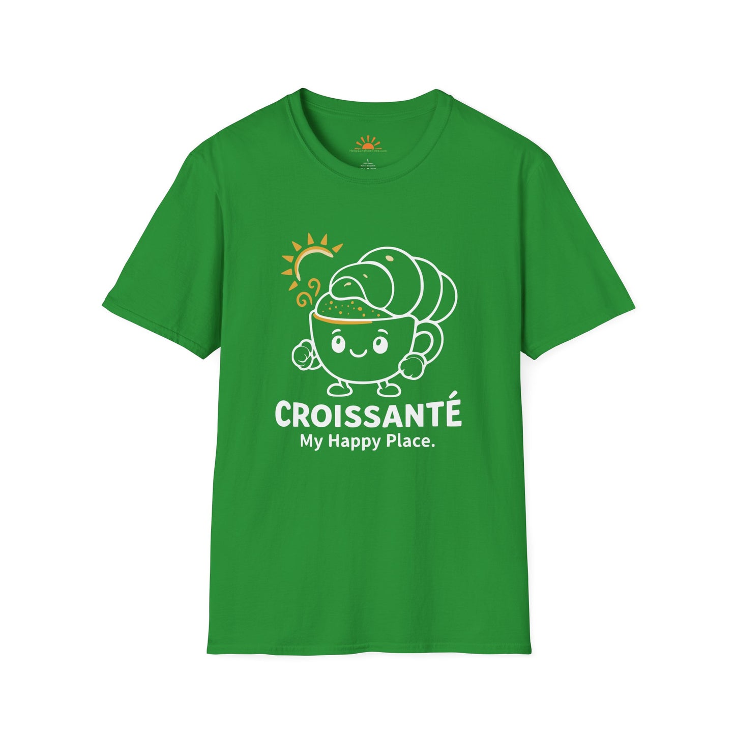 Croissant Coffee Shirt – Cute Breakfast Positivity Graphic Tee – Grunge Texture