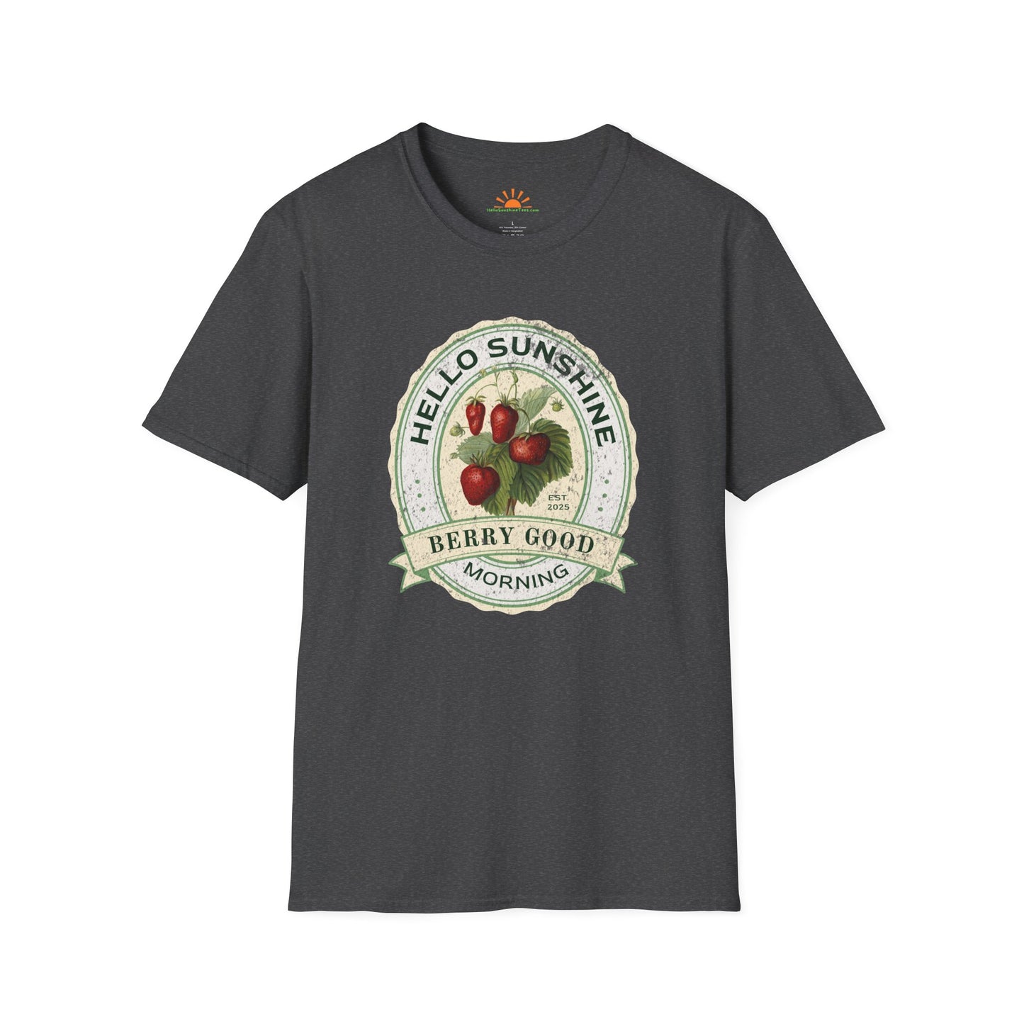Vintage Fruit T-Shirt – Hello Sunshine Berry Good Morning Tee – Grunge Texture - Hello Sunshine Tees