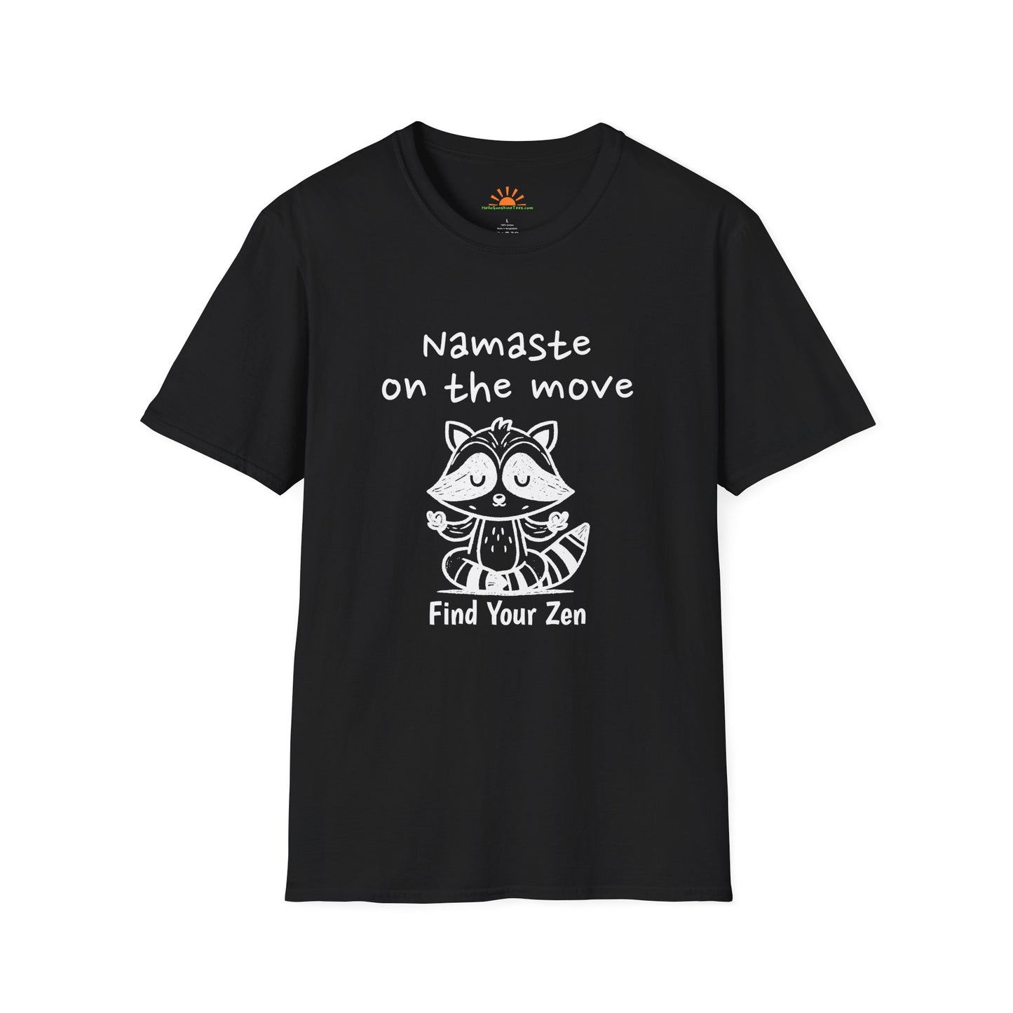 Find Your Zen Shirt – Funny Yoga Meditation Raccoon Tee – Grunge Texture - Hello Sunshine Tees