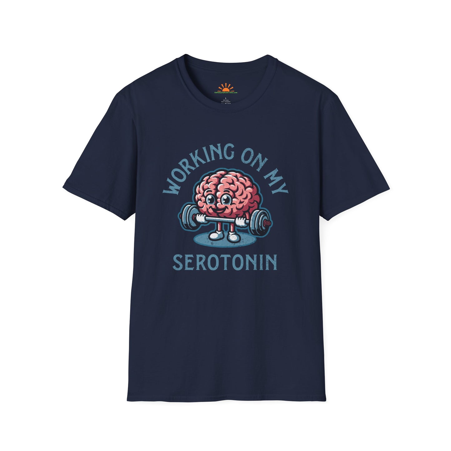 Serotonin Workout T-Shirt – Mental Health Fitness Tee – Grunge Texture - Hello Sunshine Tees