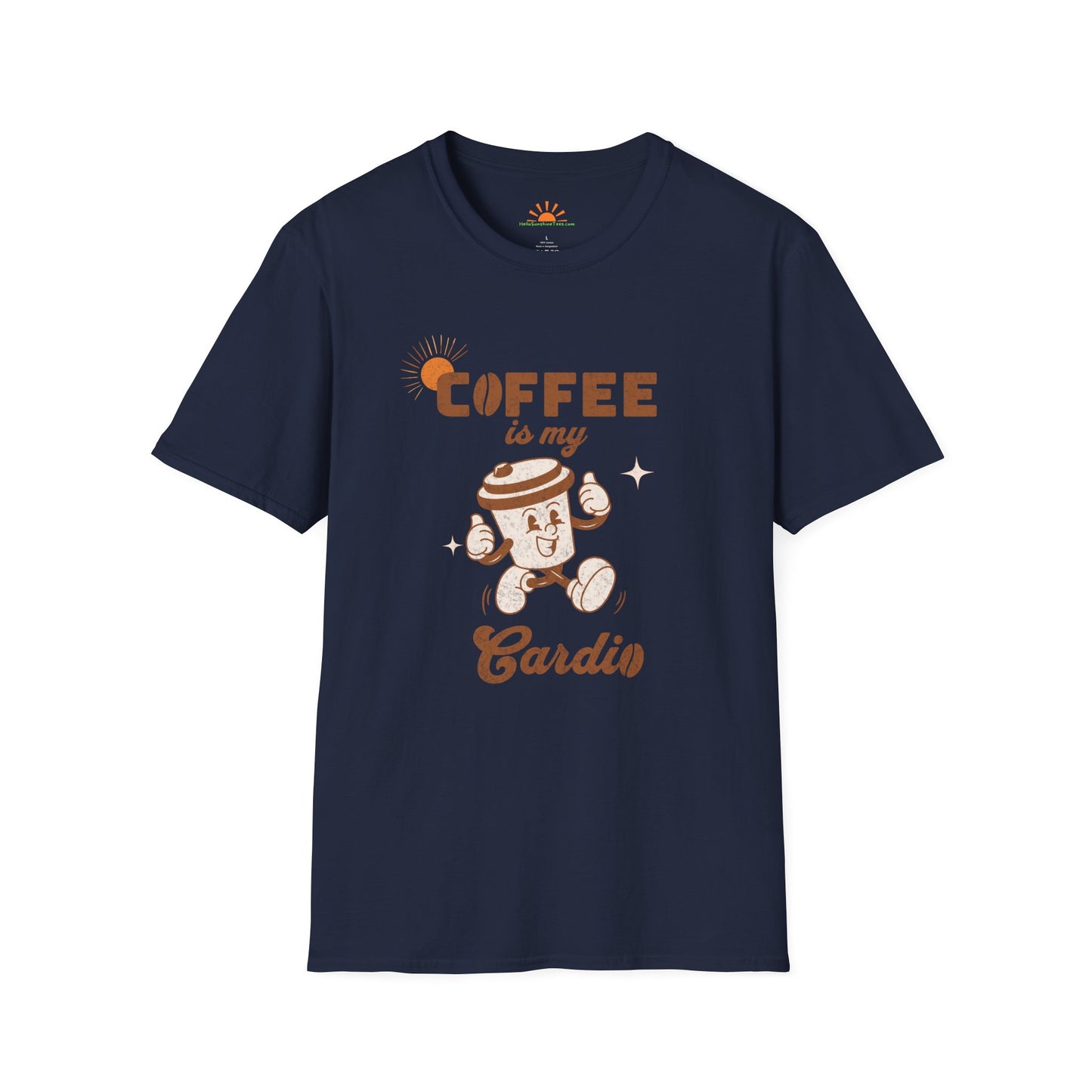 Coffee Lover T-Shirt – Coffee Is My Cardio Graphic Tee – Grunge Texture - Hello Sunshine Tees