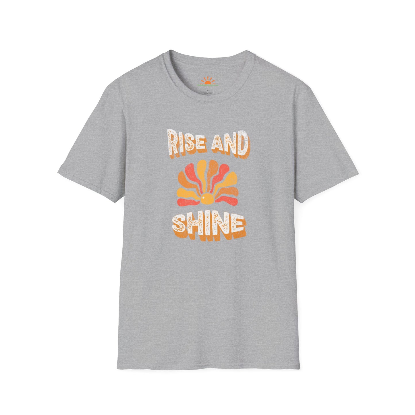Rise and Shine Shirt– Retro Sunburst Positivity Tee– Grunge Texture - Hello Sunshine Tees