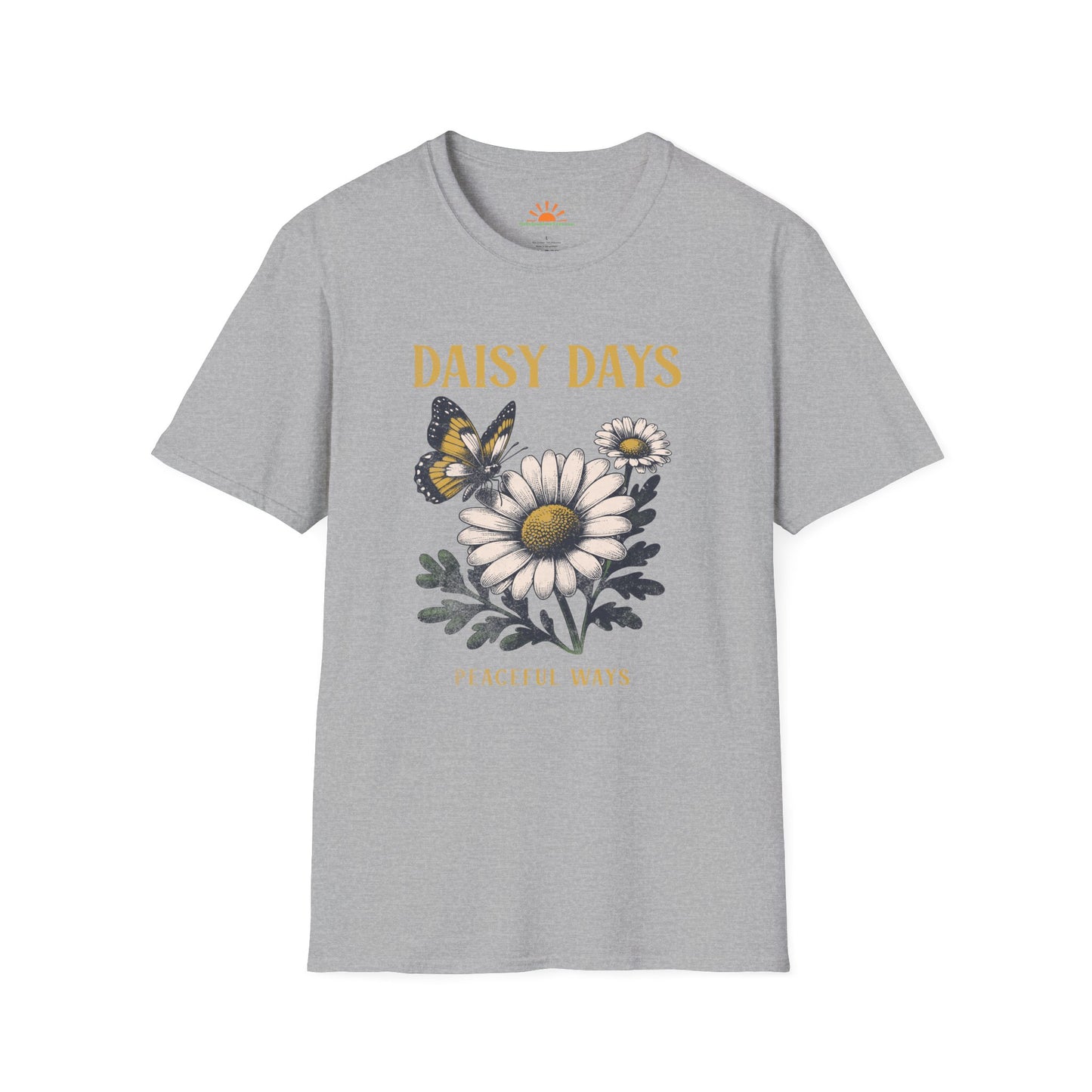 Daisy Days Peaceful Ways Shirt - Vintage Butterfly Graphic Tee – Grunge Texture - Hello Sunshine Tees