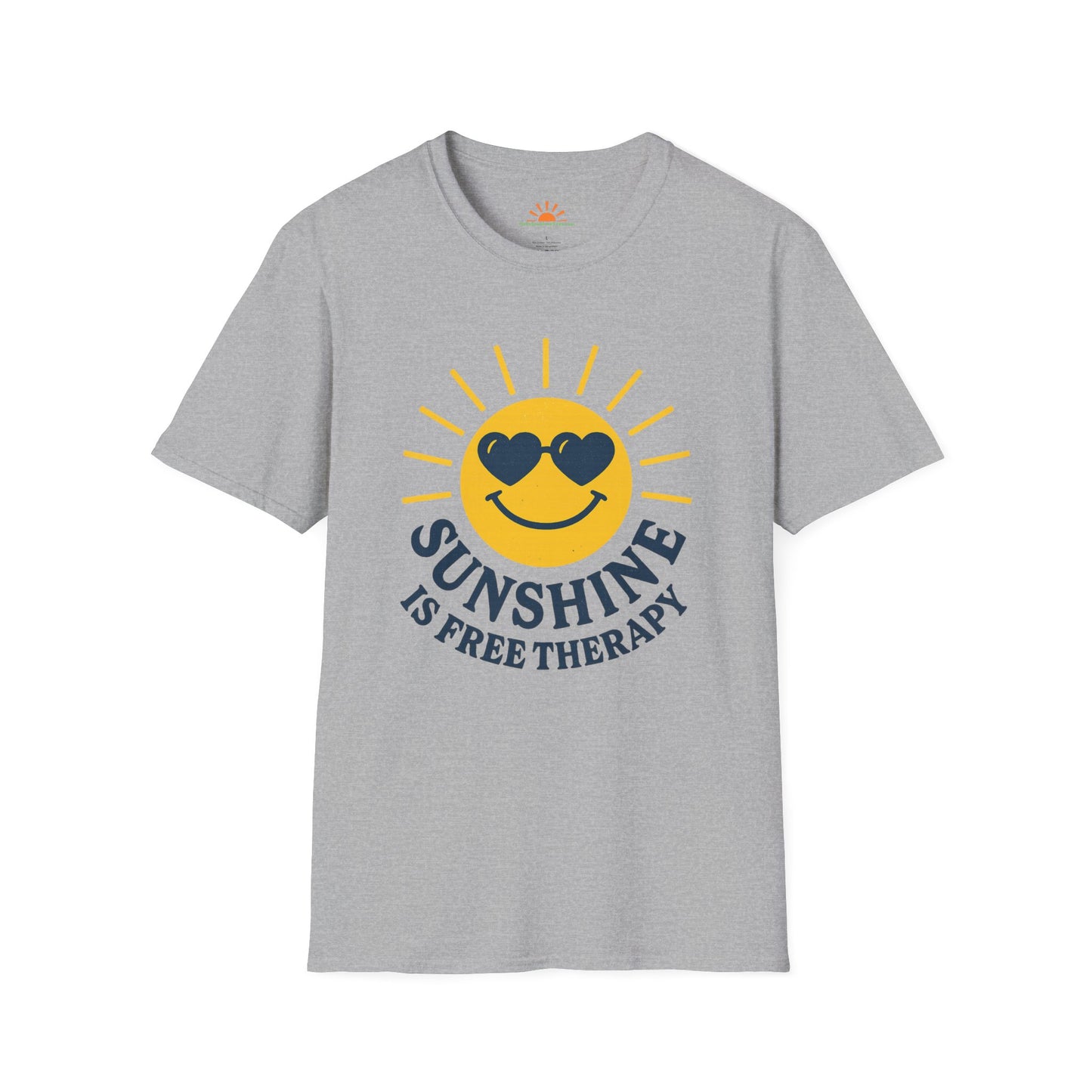 Sunshine Is Free Therapy - Retro Sun Design Tee - Grunge Texture - Hello Sunshine Tees