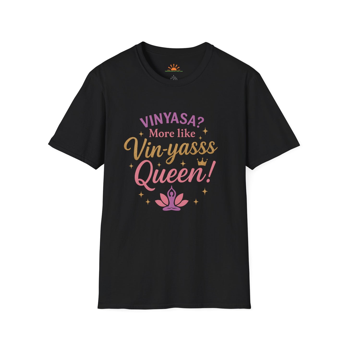 Vin-yasss Queen Yoga T-Shirt – Funny Sassy Yoga Tee for Women, Vinyasa Yoga Gift, Yoga Lover Apparel, Mindfulness Workout Shirt