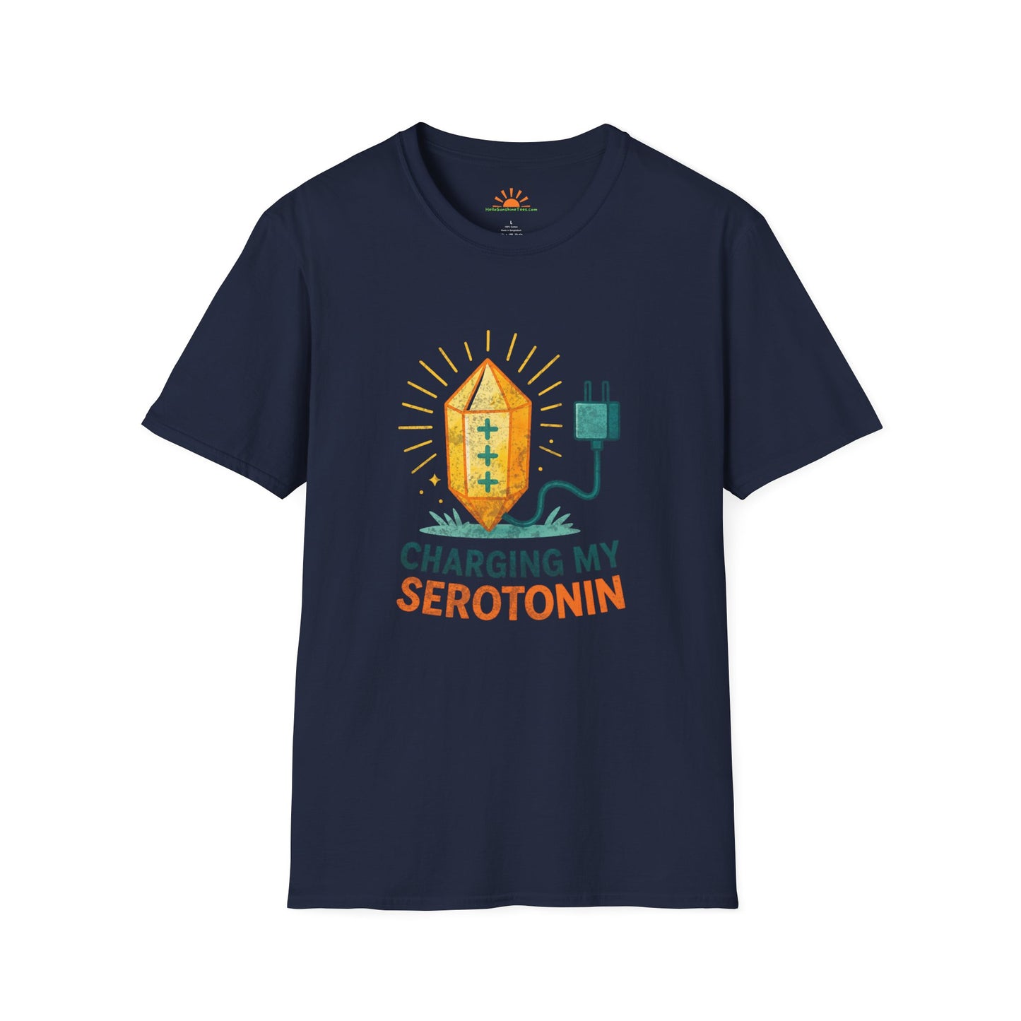 Charging My Serotonin Shirt - Positive Mindset Tee - Grunge Texture - Hello Sunshine Tees