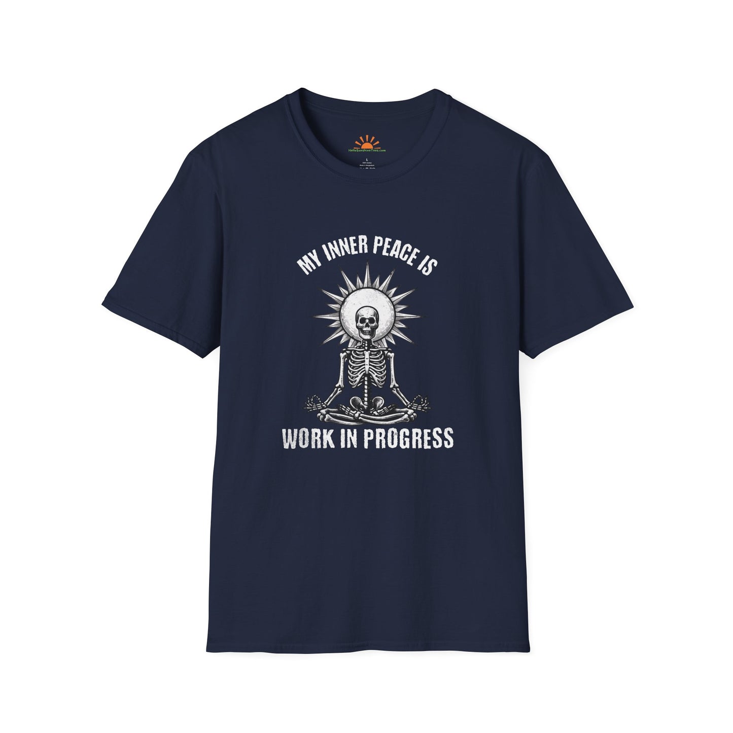 My Inner Peace is a Work In Progress - Funny Skeleton T-Shirt – Grunge Texture