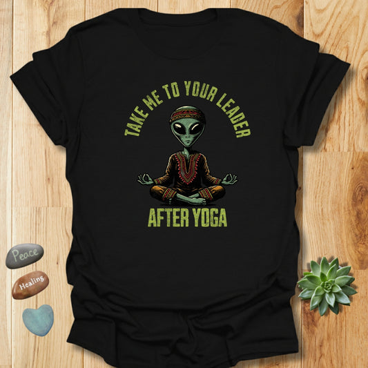 Yoga Alien Shirt – Take Me to Your Leader Funny Meditation Graphic Tee – Grunge Texture