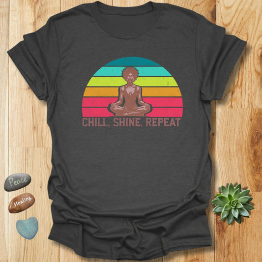 Chill Shine Repeat Mindfulness Yoga T-Shirt – Grunge Texture