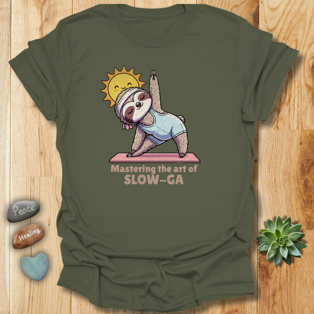 Mastering the Art of Slow-Ga Yoga Sloth T-Shirt – Grunge Texture
