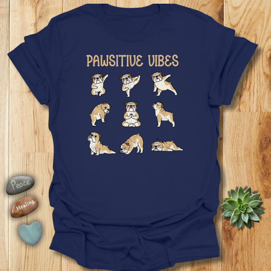Positive Vibes Yoga Bulldog T-Shirt – Grunge Texture