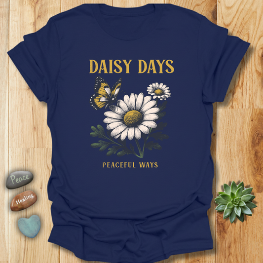 Daisy Days Peaceful Ways Shirt - Vintage Butterfly Graphic Tee – Grunge Texture