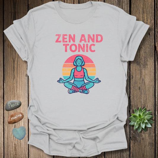 Zen and Tonic T-Shirt – Retro Sunset Tee – Grunge Texture