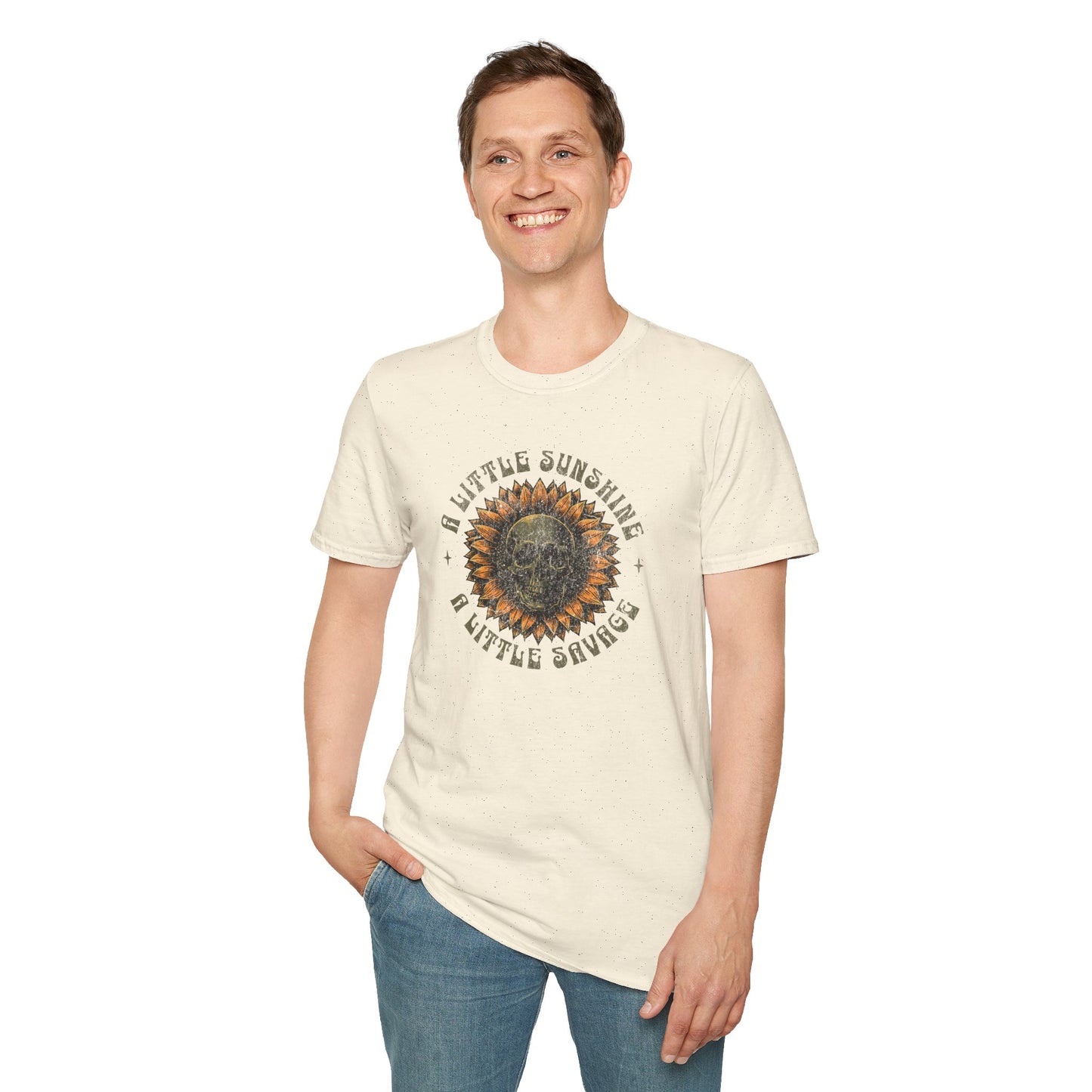 Sunflower and Skull T-Shirt – Grunge Texture