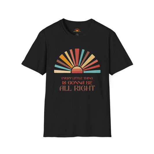 Every Little Thing Is Gonna Be All Right – Retro Sunburst Positivity T-Shirt– Grunge Texture - Hello Sunshine Tees