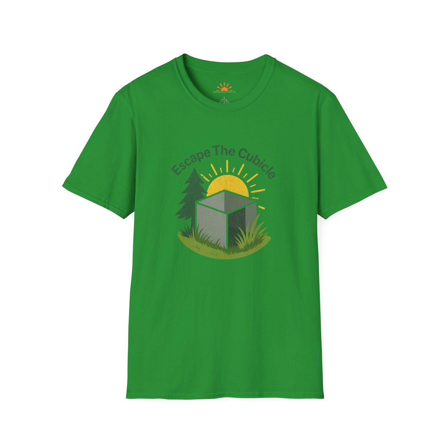Escape the Cubicle Shirt – Outdoor Freedom Graphic Tee – Grunge Texture - Hello Sunshine Tees