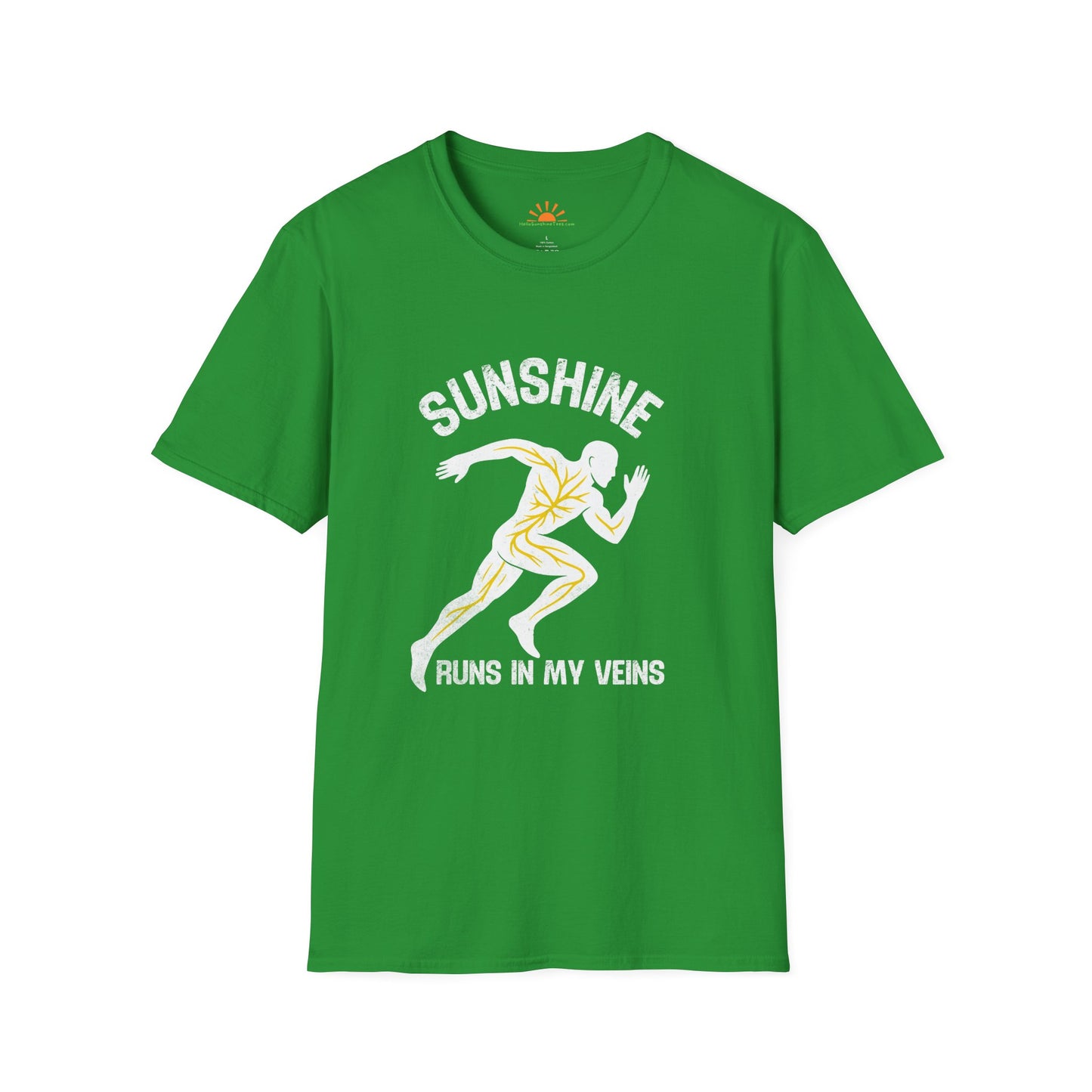 Sunshine Runs in My Veins Shirt – Retro Runner Graphic Tee – Grunge Texture - Hello Sunshine Tees