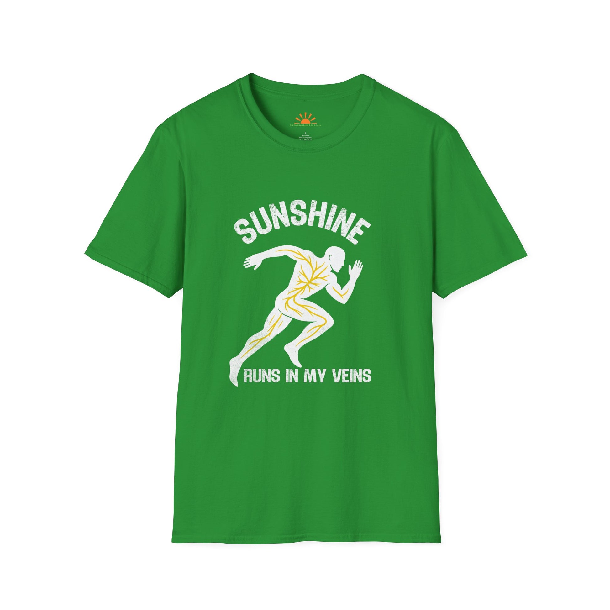 Sunshine Runs in My Veins Shirt – Retro Runner Graphic Tee – Grunge Texture - Hello Sunshine Tees