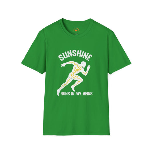 Sunshine Runs in My Veins Shirt – Retro Runner Graphic Tee – Grunge Texture - Hello Sunshine Tees