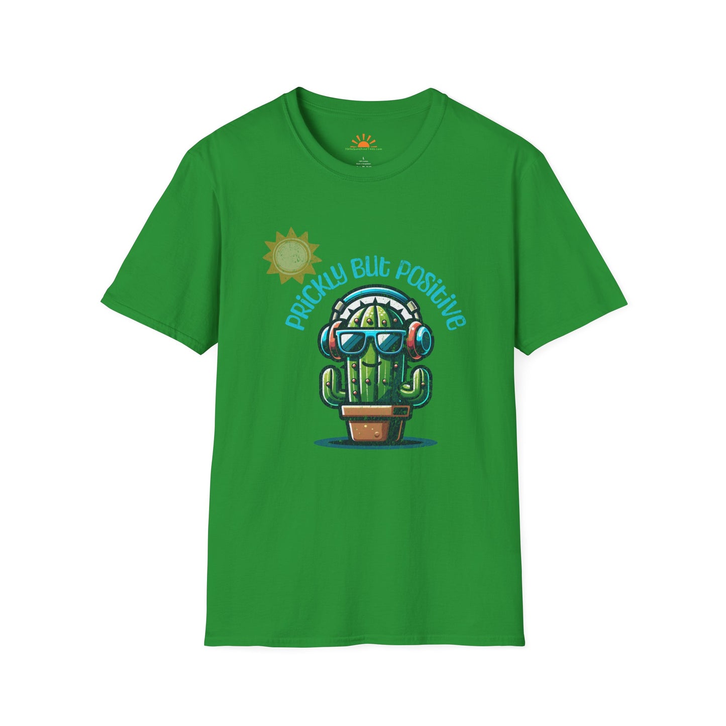 Funny Cactus Shirt – Prickly but Positive Positivity Graphic Tee – Grunge Texture - Hello Sunshine Tees