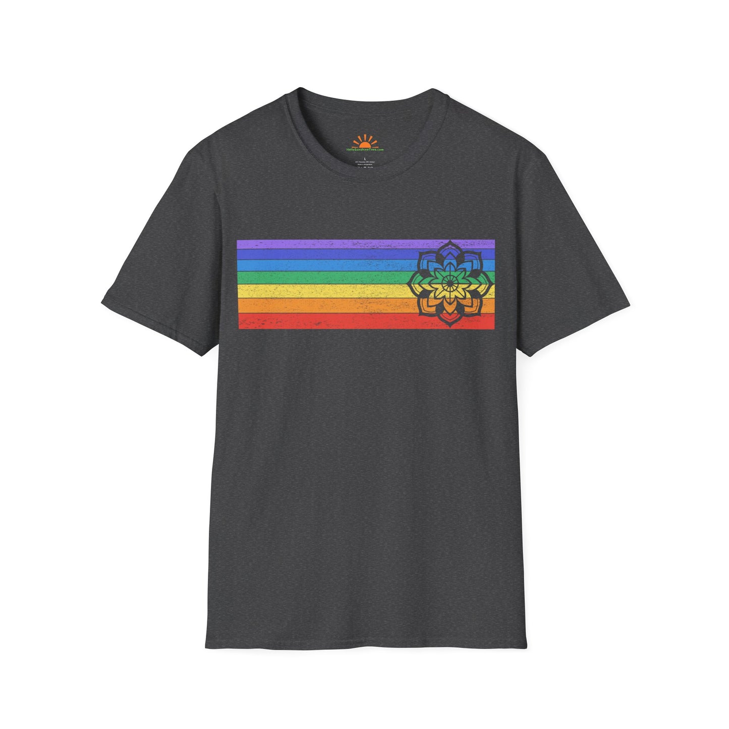 Mandala Rainbow Shirt – Spiritual Balance & Chakra Tee – Grunge Texture