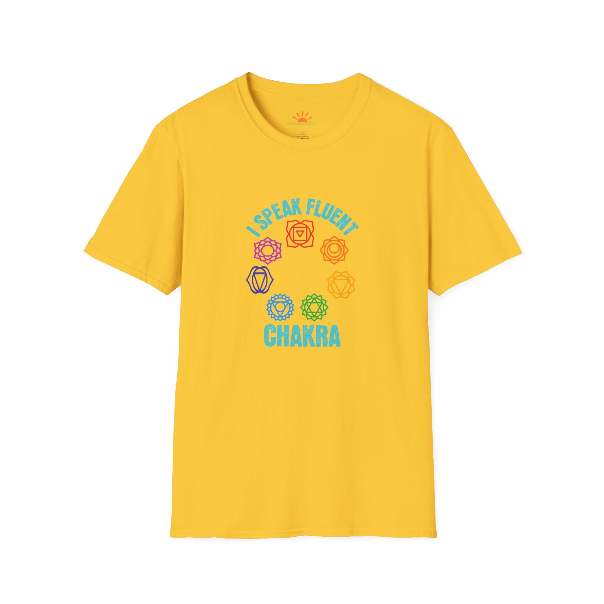Chakra Symbols Shirt – Funny Yoga & Meditation Tee - Grunge Texture - Hello Sunshine Tees