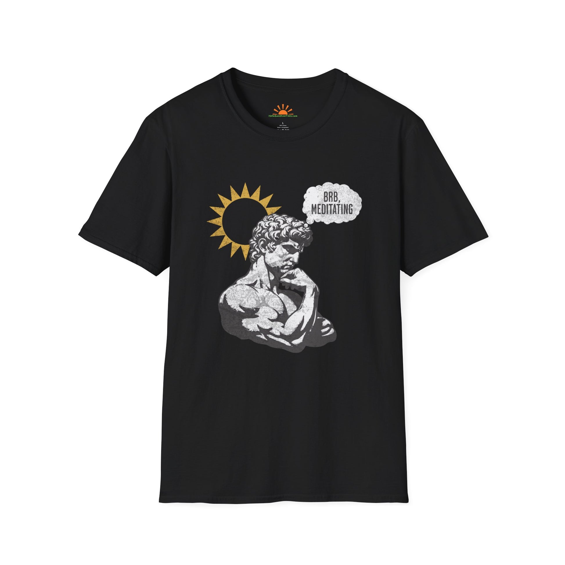 The Thinker Meditating T-Shirt – Funny Statue Art Mindfulness Tee – Grunge Texture - Hello Sunshine Tees