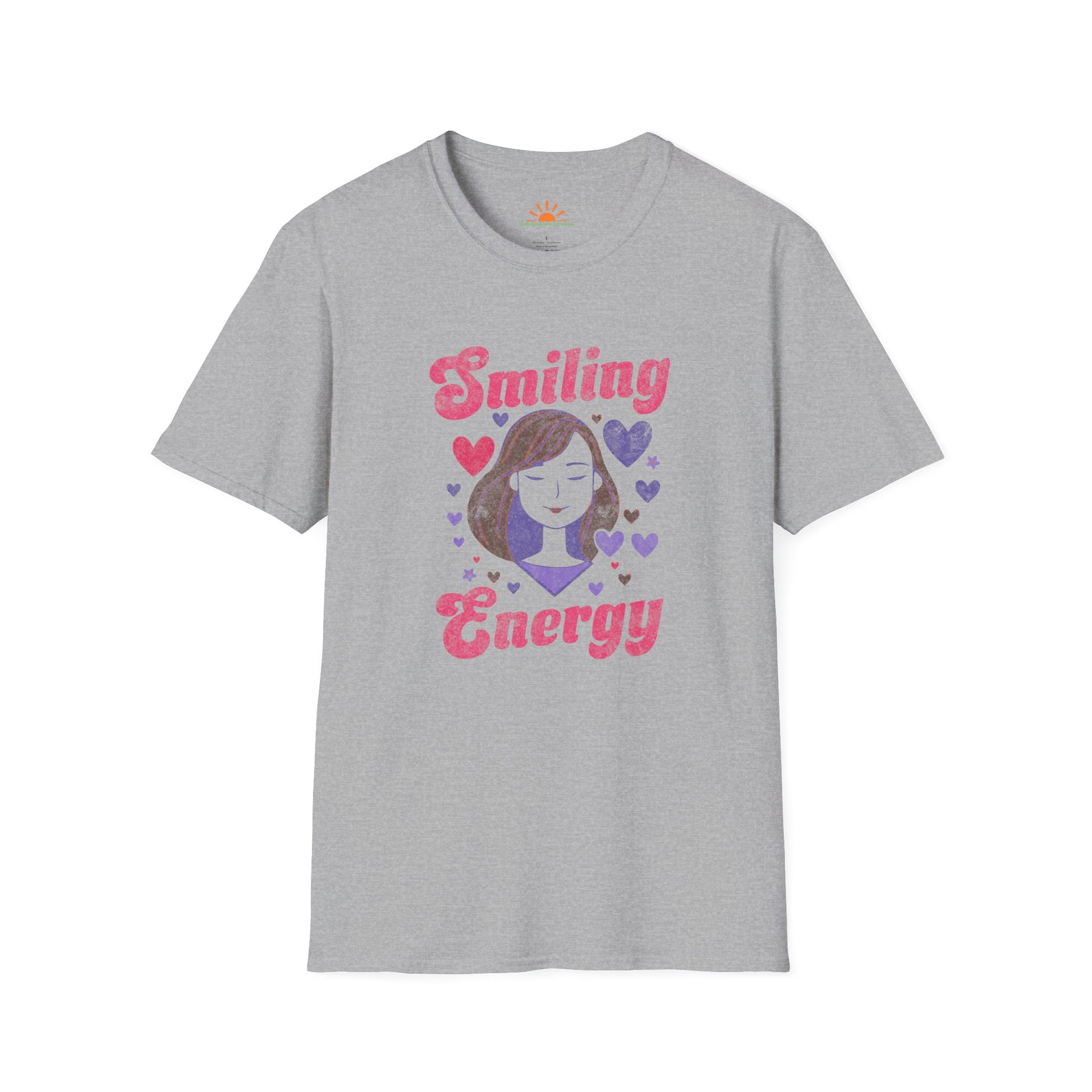 Retro Smiling Energy T-Shirt – Positivity Graphic - Grunge Texture - Hello Sunshine Tees