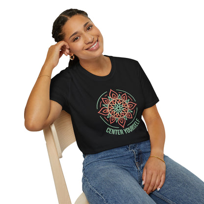 Center Yourself Mandala T-Shirt - Grunge Texture