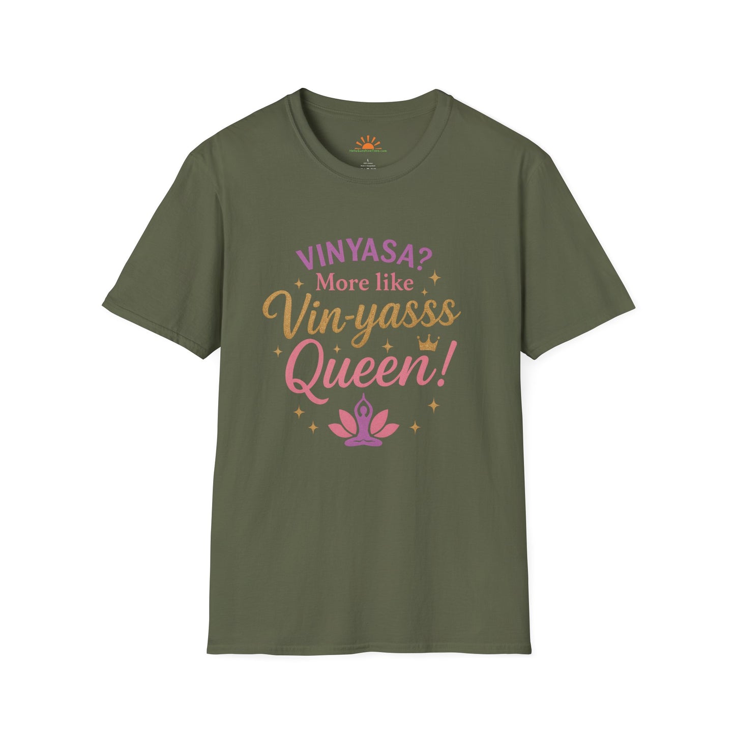 Vin-yasss Queen Yoga T-Shirt – Funny Sassy Yoga Tee for Women, Vinyasa Yoga Gift, Yoga Lover Apparel, Mindfulness Workout Shirt