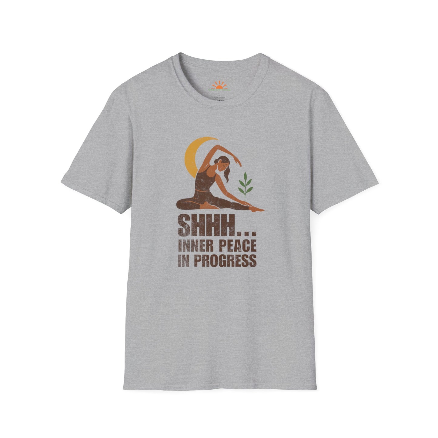 Peaceful Yoga Pose – Mindfulness & Meditation Tee for Wellness Lovers - Grunge Texture