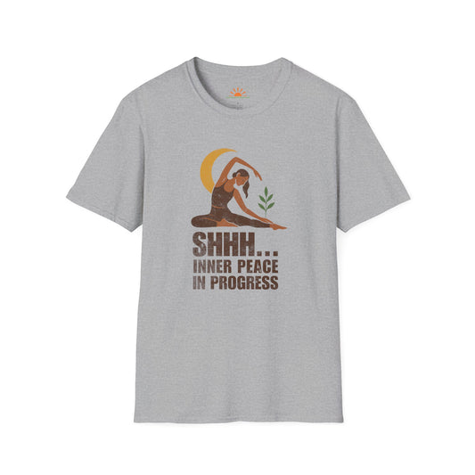 Peaceful Yoga Pose – Mindfulness & Meditation Tee for Wellness Lovers - Grunge Texture