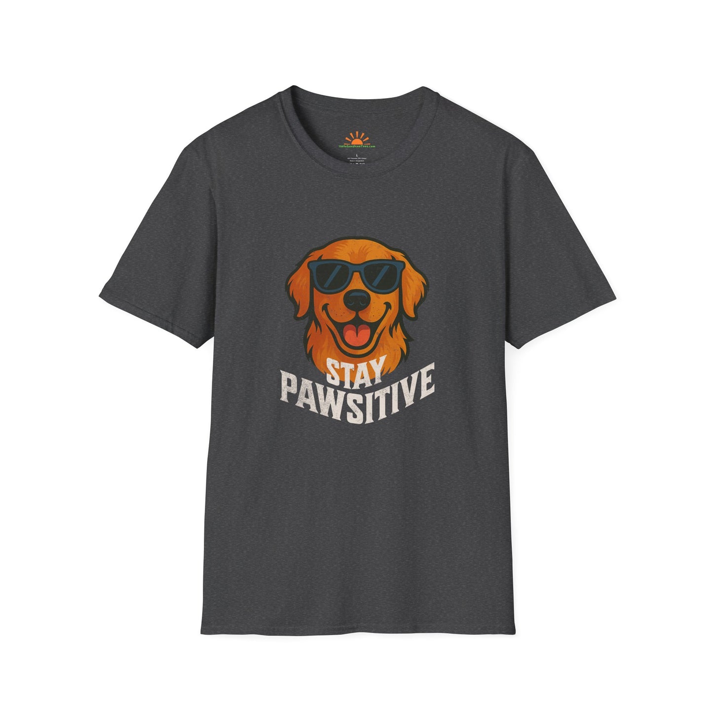 Stay Pawsitive Tee – Positive Vibes Funny Dog Graphic Shirt – Grunge Texture - Hello Sunshine Tees