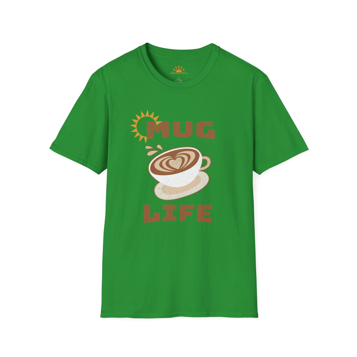 Mug Life Tee – Funny Barista Coffee Lover Shirt – Grunge Texture - Hello Sunshine Tees