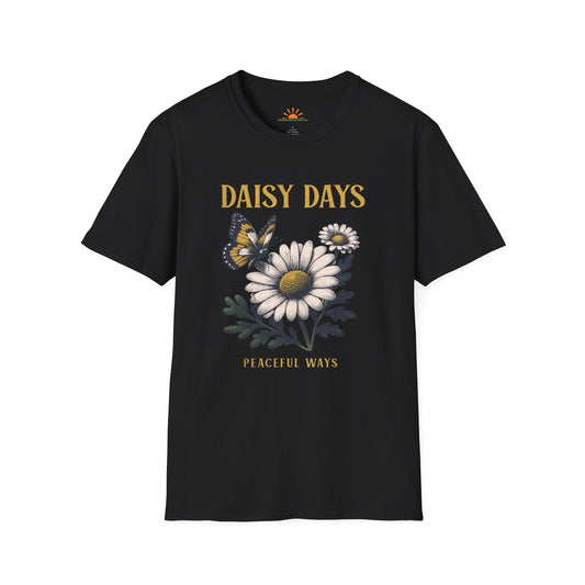 Daisy Days Peaceful Ways Shirt - Vintage Butterfly Graphic Tee – Grunge Texture - Hello Sunshine Tees