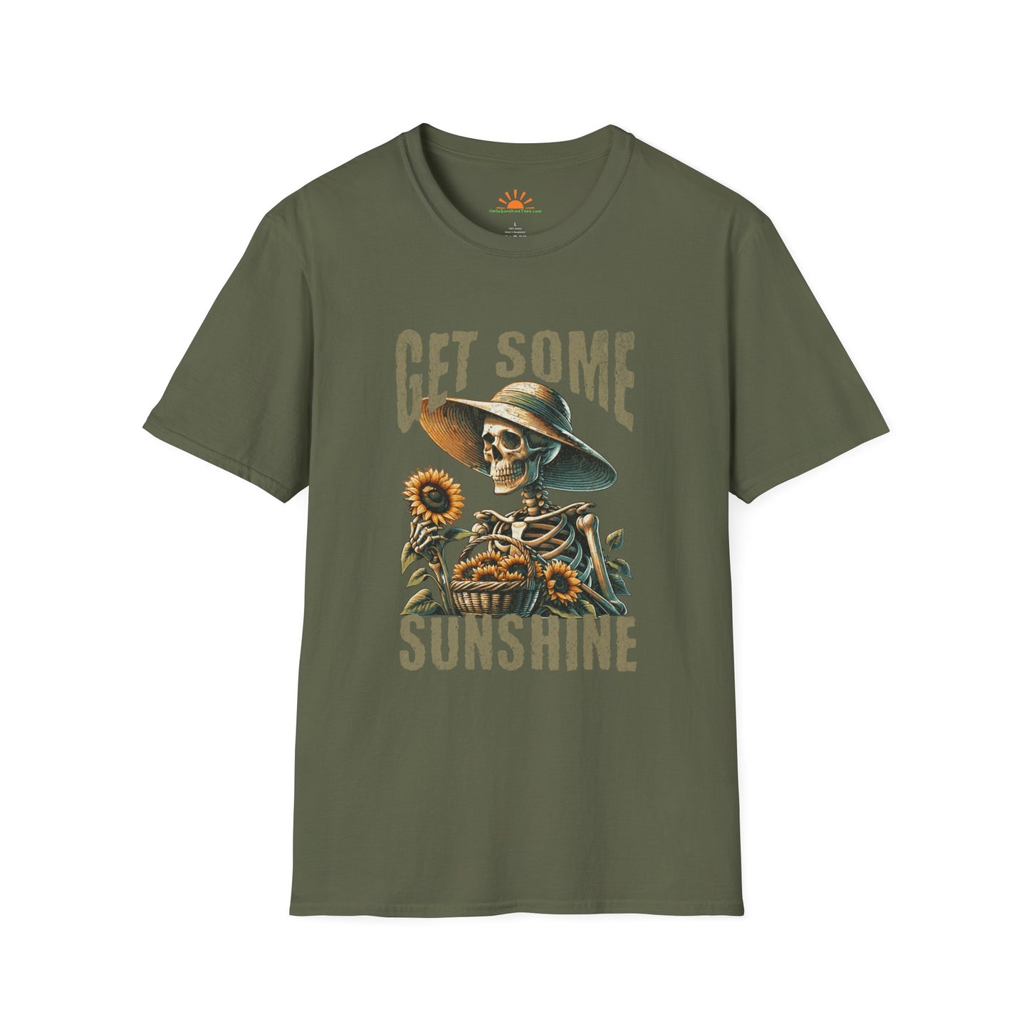 Get Some Sunshine – Skeleton Sunflower Vintage Distressed Shirt – Grunge Texture - Hello Sunshine Tees