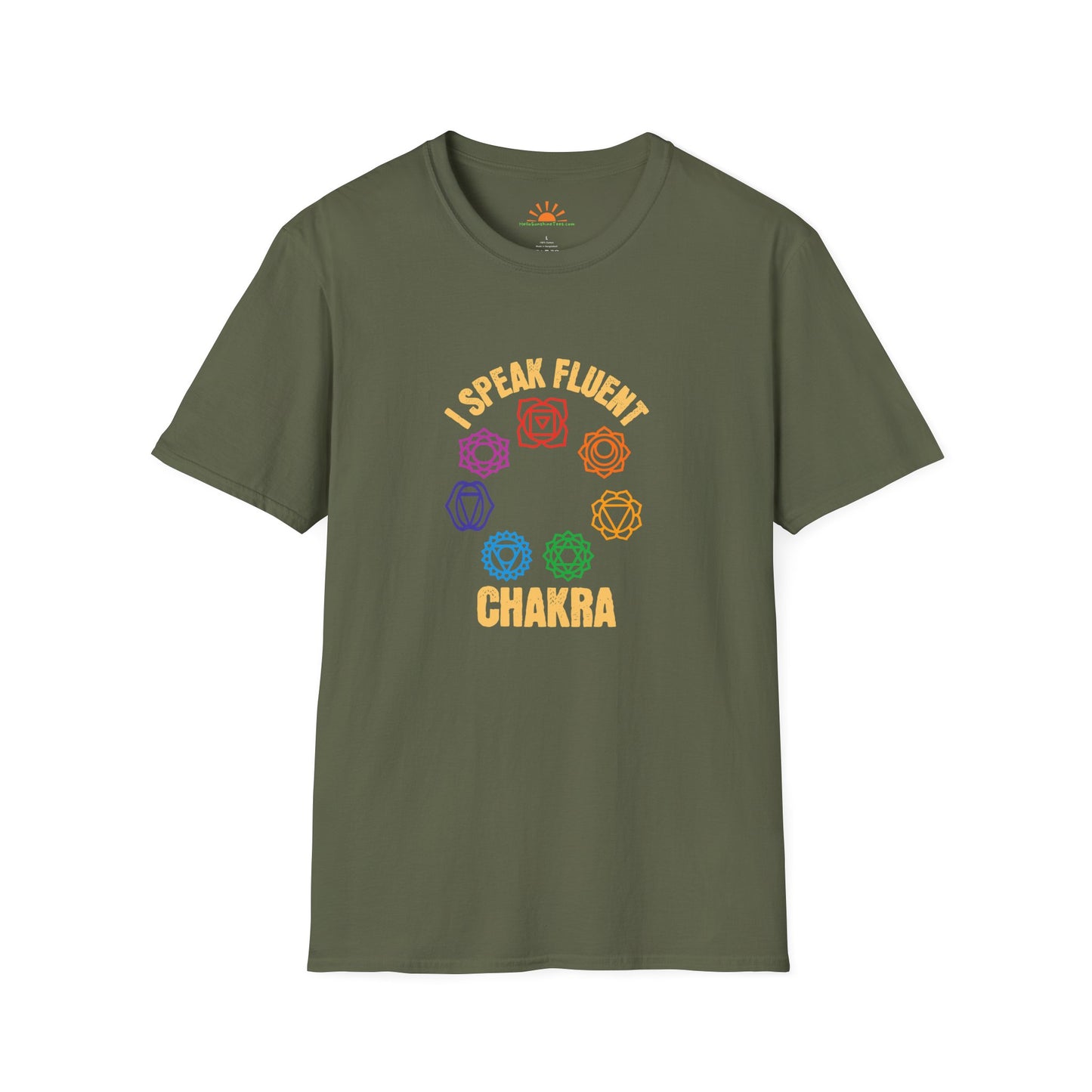 Chakra Symbols Shirt – Funny Yoga & Meditation Tee - Grunge Texture - Hello Sunshine Tees