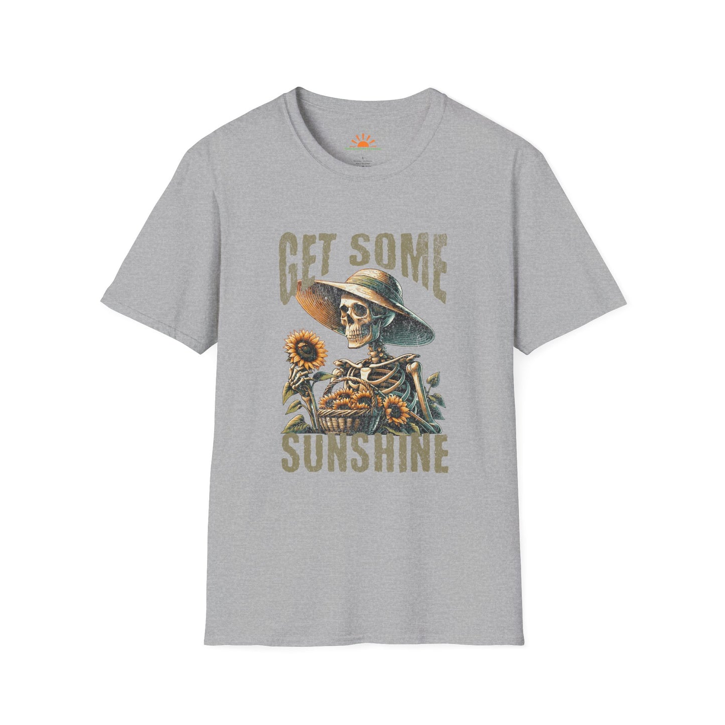Get Some Sunshine – Skeleton Sunflower Vintage Distressed Shirt – Grunge Texture - Hello Sunshine Tees