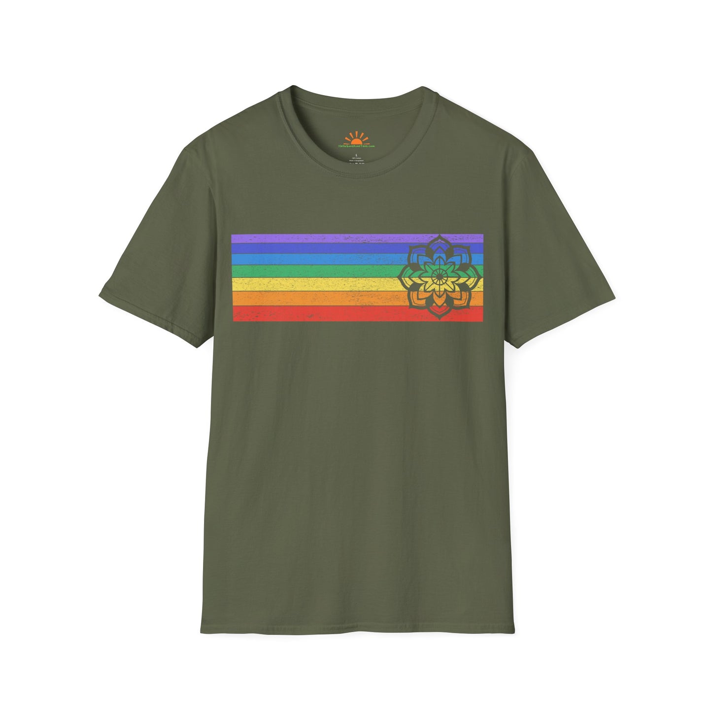 Mandala Rainbow Shirt – Spiritual Balance & Chakra Tee – Grunge Texture