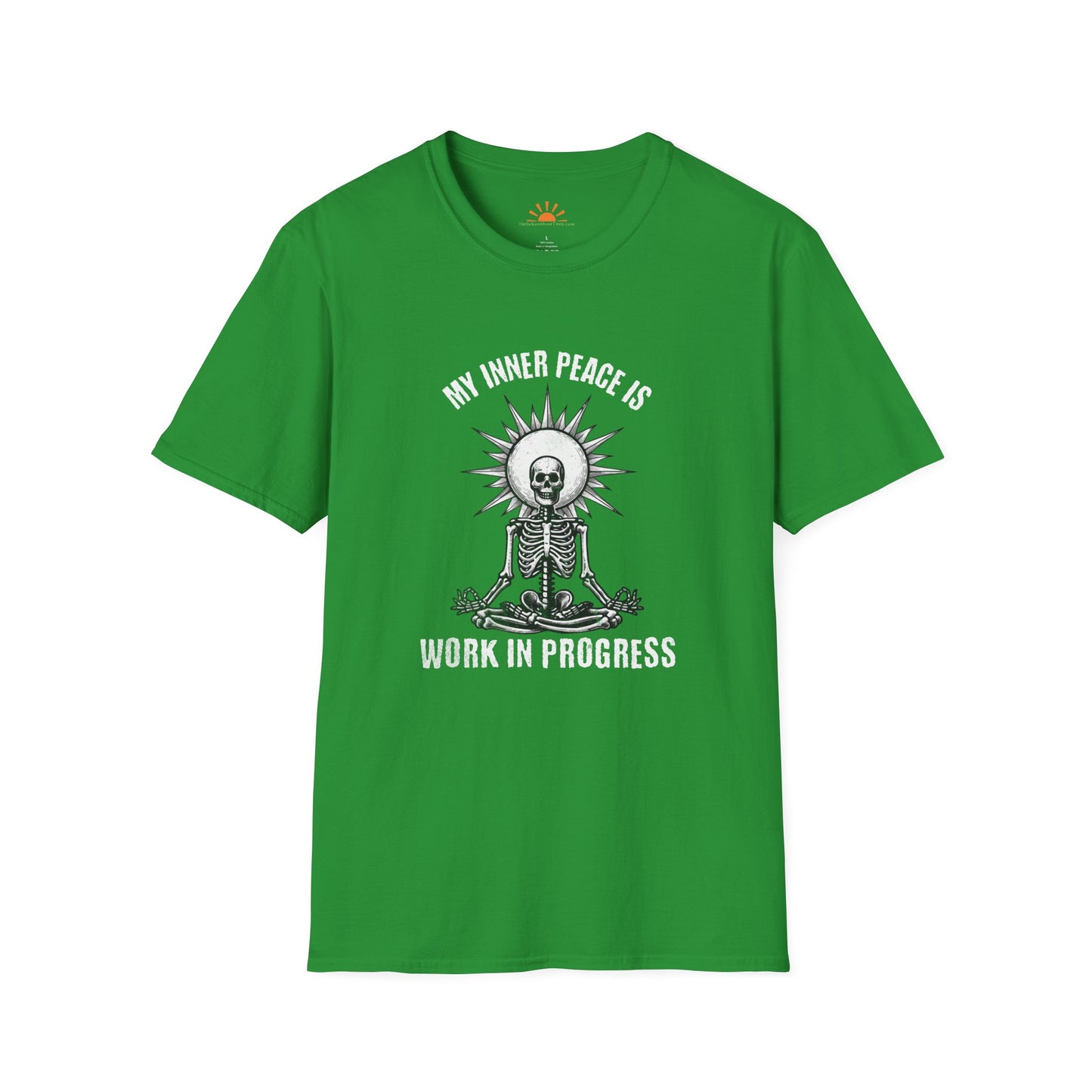 My Inner Peace is a Work In Progress - Funny Skeleton T-Shirt – Grunge Texture