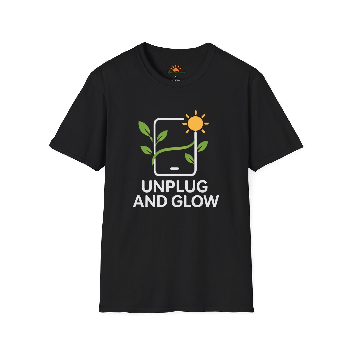 Unplug and Glow Tee – Wellness and Mindful Living Shirt - Hello Sunshine Tees