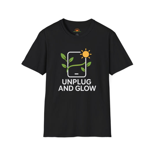 Unplug and Glow Tee – Wellness and Mindful Living Shirt - Hello Sunshine Tees