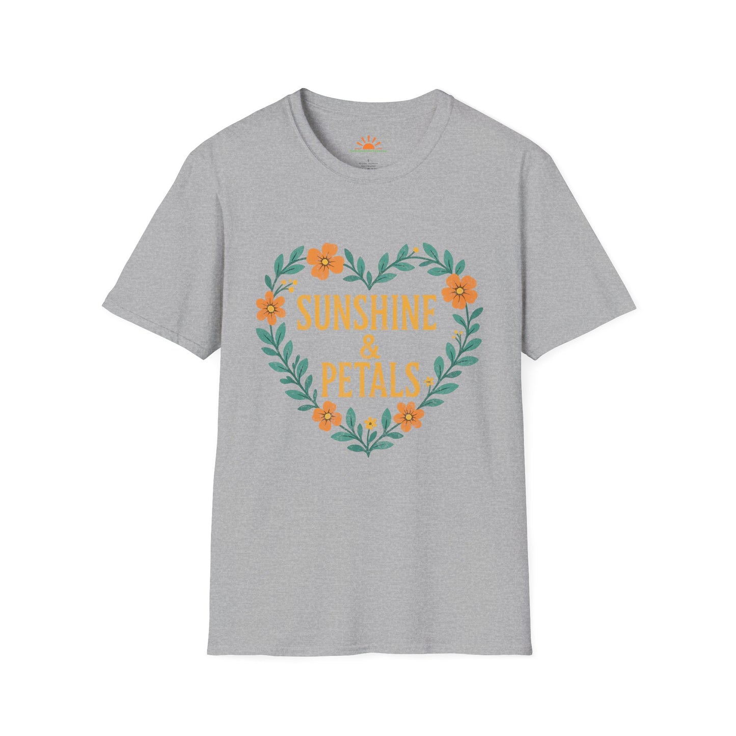 Sunshine & Petals Shirt – Positive Floral Graphic Tee– Grunge Texture - Hello Sunshine Tees