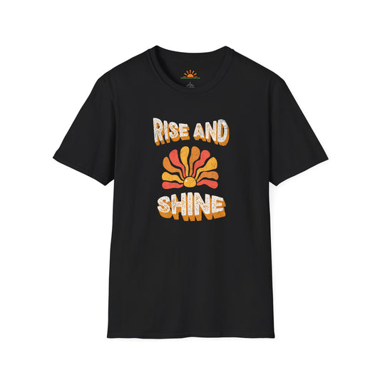 Rise and Shine Shirt– Retro Sunburst Positivity Tee– Grunge Texture - Hello Sunshine Tees