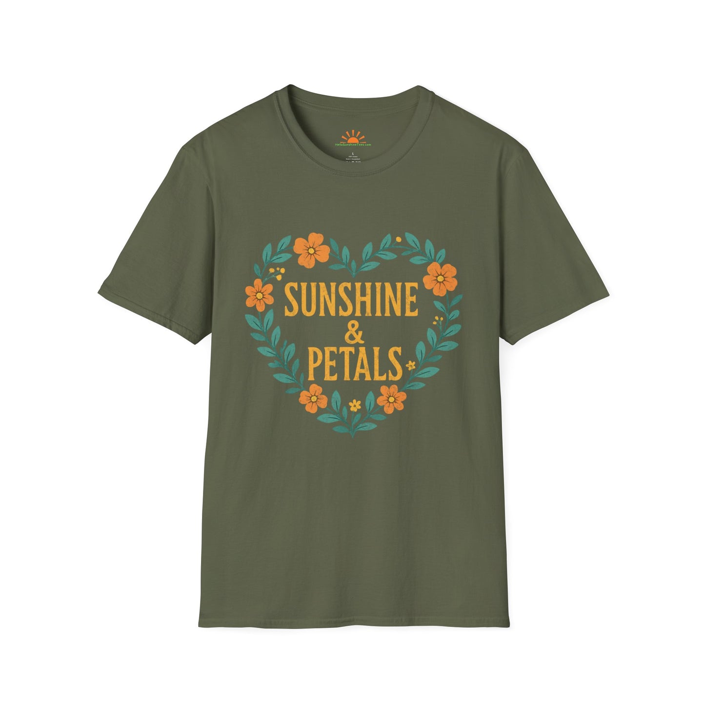 Sunshine & Petals Shirt – Positive Floral Graphic Tee– Grunge Texture - Hello Sunshine Tees