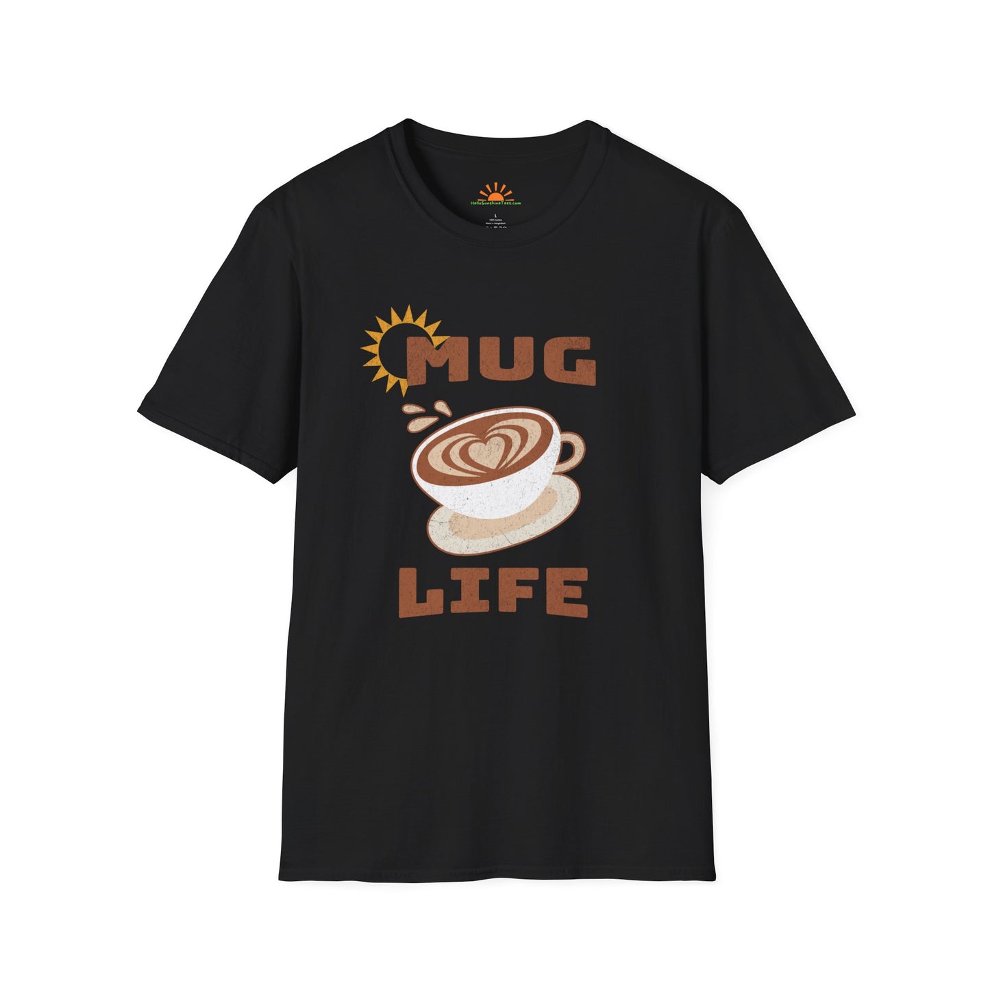 Mug Life Tee – Funny Barista Coffee Lover Shirt – Grunge Texture - Hello Sunshine Tees