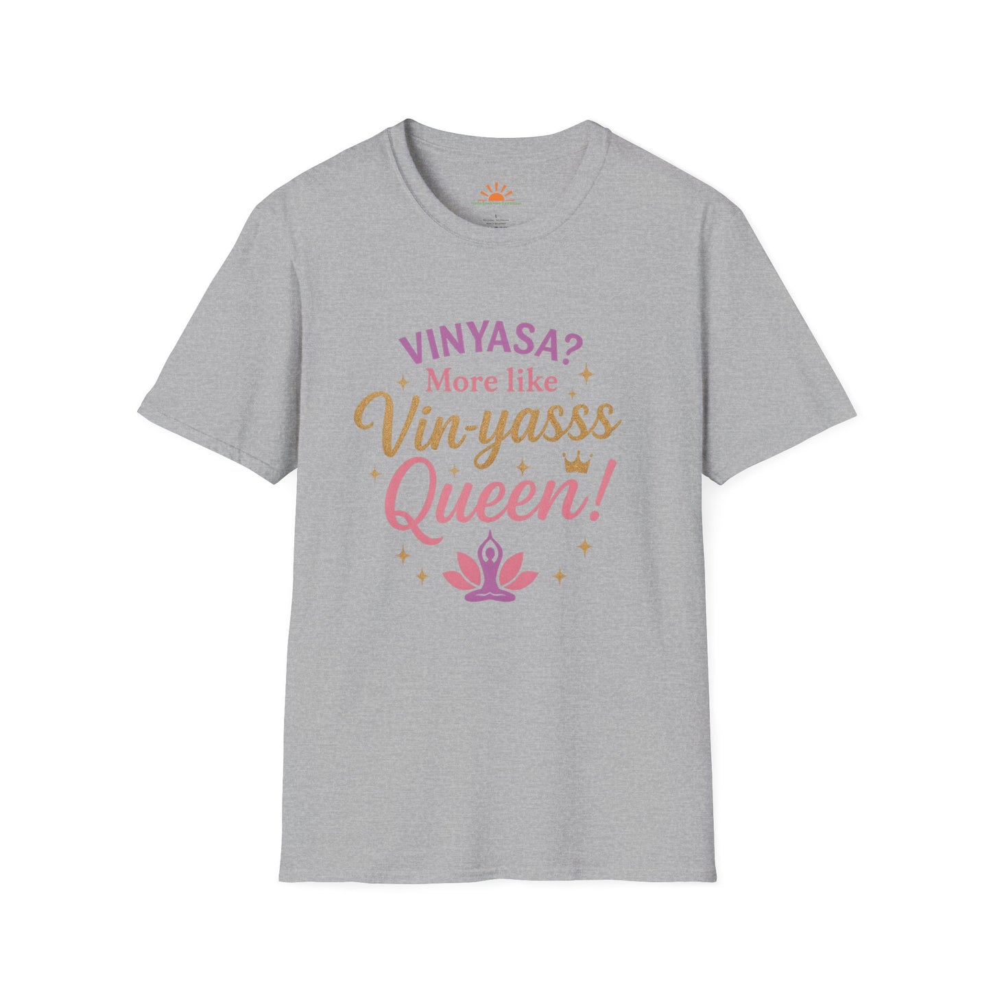 Vin-yasss Queen Yoga T-Shirt – Funny Sassy Yoga Tee for Women, Vinyasa Yoga Gift, Yoga Lover Apparel, Mindfulness Workout Shirt