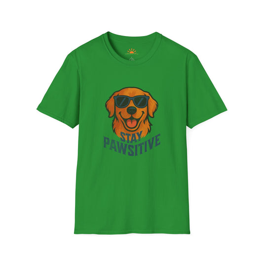Stay Pawsitive Tee – Positive Vibes Funny Dog Graphic Shirt – Grunge Texture - Hello Sunshine Tees